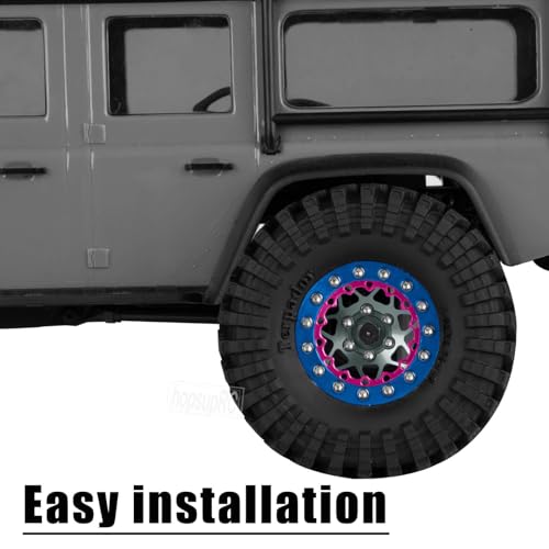 for 1/24 1/18 SCX24 FCX24 TRX4M RC Crawler Car,1.3" RC Tires Wheel Rim,Aluminum RC Truck Tires Wheels Rims,1.3 Beadlock Wheel Rims Heavy Duty Rim (4PCS) Titanium - color: 1.3-rim-titanium&pink&blue