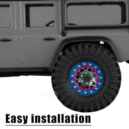 for 1/24 1/18 SCX24 FCX24 TRX4M RC Crawler Car,1.3" RC Tires Wheel Rim,Aluminum RC Truck Tires Wheels Rims,1.3 Beadlock Wheel Rims Heavy Duty Rim (4PCS) Titanium - color: 1.3-rim-titanium&pink&blue