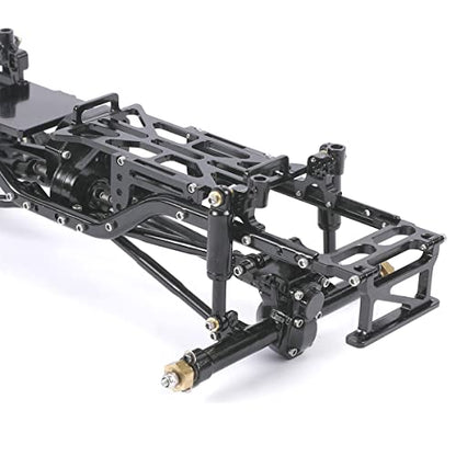 Aluminum Complete Frame Chassis Assembled kit for 1/24 SCX24 AXI00001 C10 RC Crawler Car Upgrades (Black) - color: Black