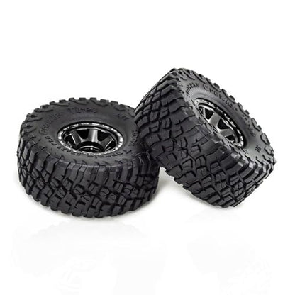 1.0 Beadlock Wheels and Tires Crawler Wheel Set for RC 1/24 Axial SCX24 Gladiator Bronco C10 Deadbolt AX24 FCX24 1/18 TRX4M Upgrade Parts (Style 1)