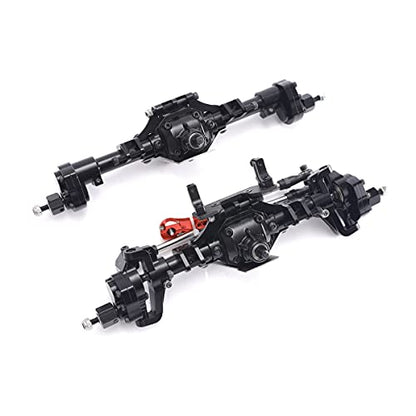 Aluminum Front / Rear Portal Axles Set for 1/10 Axial SCX10 II 90046 90047 RC Crawler Car (Black) - color: Black