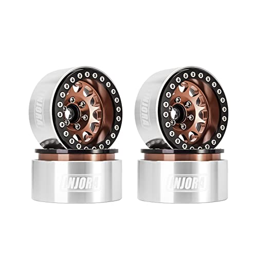 INJORA 1.9 Beadlock Wheel Deep Dish Negative Offset 10.4mm Wheel Rim for 1/10 RC Crawler Auto Axial SCX10 90046 AXI03007 TRX4 VS4-10 Gen8 MST CFX(Black＆Copper) - color: Black＆copper