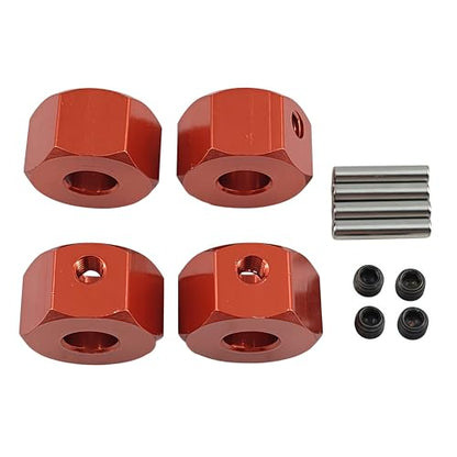 12mm Aluminum Wheel Hex Hub Adapter for 1/10 Mini Maxx RC Car (Red) | Alloy,3654,Upgrade Parts,CNC Machined,High Strength,Precision Fit,Wear Resistant,Easy Installation - color: Red