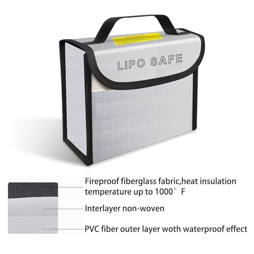 2PCS 185 * 75 * 150mm Lipo Safe Bag for Lipo Battery Storage and Charging Fireproof Explosionproof - size: 185*75*150mm