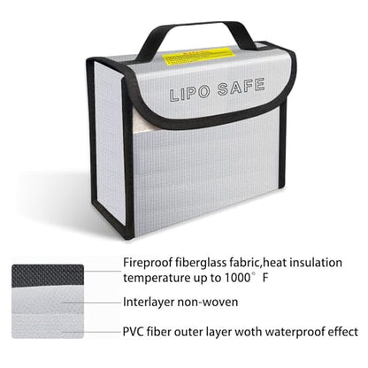 2PCS 185 * 75 * 150mm Lipo Safe Bag for Lipo Battery Storage and Charging Fireproof Explosionproof - size: 185*75*150mm