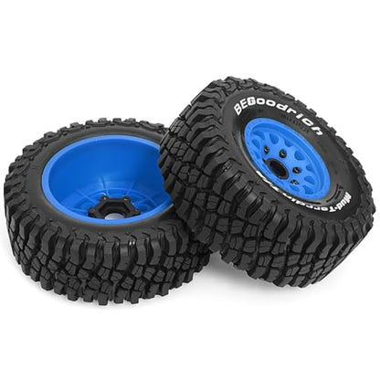 1/8 1/10 RC Short Course Truck Tires 4.96" OD Monster Truck Tires 12/14/17mm Hex Fit for 1:8 Off Road Truck Car Traxxas Slash 2WD 4×4 Rc4wd Arrma Mojave4S Senton Axial Losi Redcat (Blue) - color: Blue