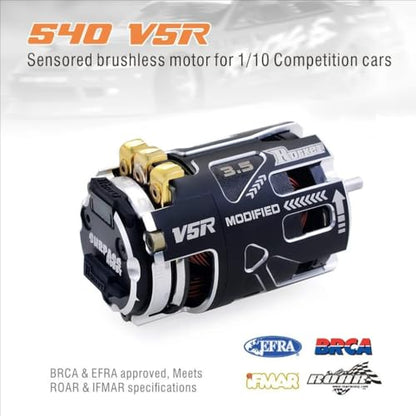 Rocket-RC 540 V5R Sensored Brushless Motor 6.5T 8.5T 10.5T 13.5T 17.5T 21.5T 25.5T for 1/10 1/12 Scale F1 Drift RC Racing Car (Black 8.5T Modified) - color: Black 8.5T MODIFIED