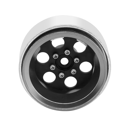 ModuWheel 1.3" Negative Offset Aluminum + Carbon Fiber Beadlock Wheels Rim for 1/24 1/18 AX24 SCX24 TRX4m Ascent18 RC Crawler,Round Pattern (Gray) - color: Gray