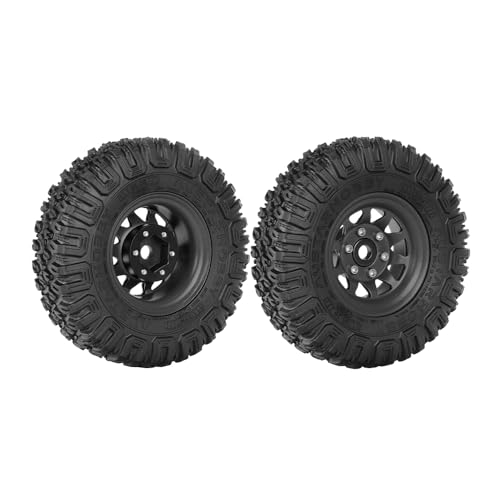 4PCS RC Car 1.55 Inch Tyres Aluminum Alloy Metal Beadlock Wheel Rim and Rubber Tires for 1/10 RC Crawler Car for Axial AX90069 D90 TF2 Tamiya CC01 LC70 MST JIMNY(85mm-10Holes Black) - color: 85mm-10Holes Black