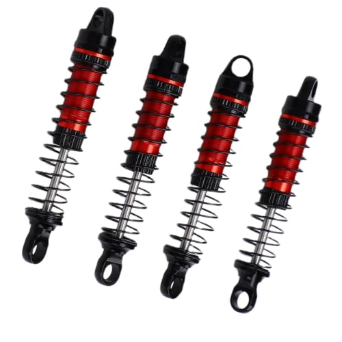 60MM Threaded for 1/18 RC Crawler Upgrade, Aluminum Alloy Damper Replacement Parts Compatible with Bronco K10, 4PCS (Red) - color: Red