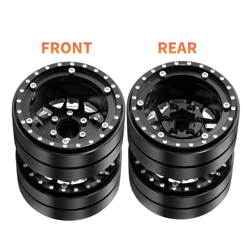 RCHUBAM 1.9" Dually Beadlock Wheel Rims for SCX10 TRX-4 TRX6 G63 6-Wheel | 2PC Aluminum Wheel Hubs,1/10 RC Hauler Crawler Truck Car Upgrade Part - style: 2PCS