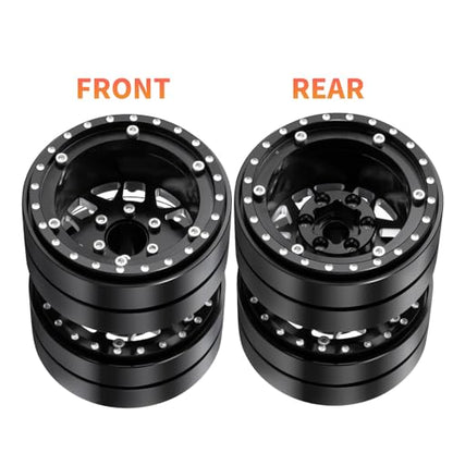 RCHUBAM 1.9" Dually Beadlock Wheel Rims for SCX10 TRX-4 TRX6 G63 6-Wheel | 2PC Aluminum Wheel Hubs,1/10 RC Hauler Crawler Truck Car Upgrade Part - style: 2PCS