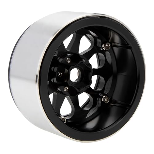 MEUS RACING 2.2 Beadlock Wheels Rims Deep-Dish Wheel for Axial SCX10 Traxxas TRX4 Vanquish VS4-10 Redcat Gen8 1/10 RC Crawler Upgrades (Black) - color: Black