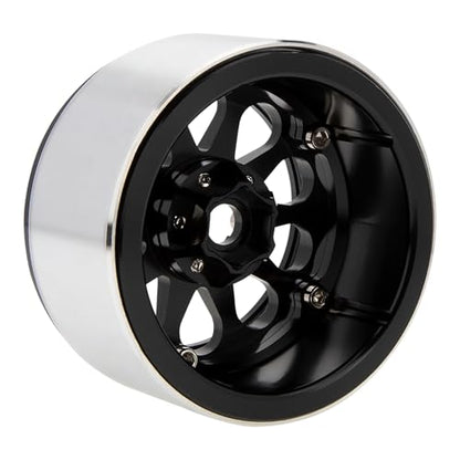 MEUS RACING 2.2 Beadlock Wheels Rims Deep-Dish Wheel for Axial SCX10 Traxxas TRX4 Vanquish VS4-10 Redcat Gen8 1/10 RC Crawler Upgrades (Black) - color: Black