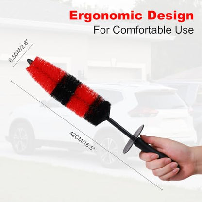 Wheel Brush Soft Bristle Car Tire Detail Cleaning Tool,Tire Brush Suitable for Exhaust Ports, Engines, Behicles, Motorcycles,Cars, Trucks, SUVs, and RVs