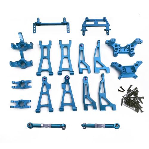 Compatible with Hyper GO RC Car Parts, 1/16 Metal Upgrade Aluminum Accessories, Replacement Parts kit for H16BM H16GT H16DR H16 MJX 16207 16208 16209 16210 (Blue 18PC Set) - color: Blue 18pc Set