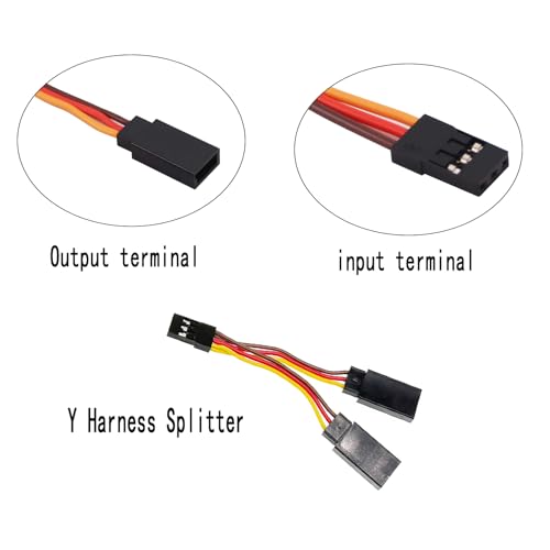 20Pcs Servo Extension Cable and Y Harness Splitter for RC Airplane Car Drone, Compatible with JR Futaba Spektrum (1.97nch /5.9-Inch)