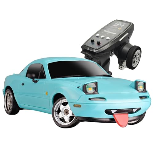 LD1804 1/18 Scale RC Drift Car, Mini Mazda MX-5 RC Model Car 2.4GHz RWD Miata RC Vehicles with Gyro for LED Lights for Adults Hobby Toys - color: Blue