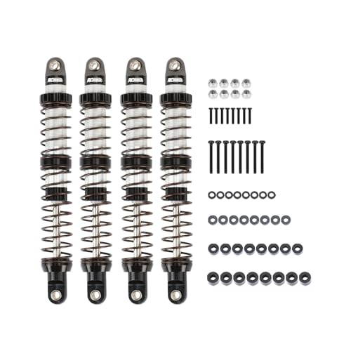 RCAWD 7075 110mm Shock Absorbers Universal for 1/10 RC Crawler Upgrades, for SCX10 I II III Pro 90046 AXI231017 TRX4 TRX6 Redcat D90 MST RC Shocks Dampers with Spring Black - color: Black, size: 110mm