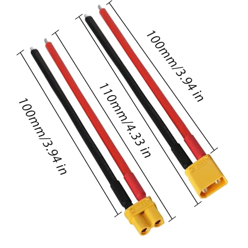 XT30 Connector Plug Cable - 5 Pairs Female and Male XT30U Extension Cables with 16AWG 100mm Silicon Wire Cables for RC Lipo Battery Connectors Drone Car Boat (XT30 Connector 16AWG 100mm) - style: XT30 Connector 16AWG 100mm