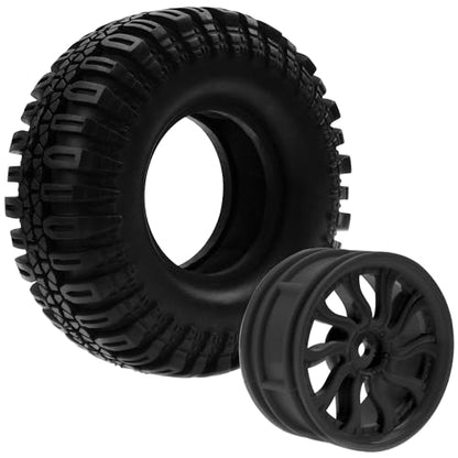 RC 1.9" RC Tires and Wheel Nylon Rims 12mm Hex Hub OD 106mm/4.25" Rubber Tyre 10-Spoke Compatible with 1/10 Axial SCX10 RC4WD D90 Tamiya CC01 TF2 Traxxas TRX4 RC Crawler (Black) - color: Black