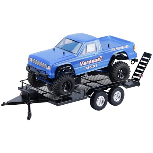 DJX RC Trailer,1/10 Scale Trailer with Light Strip Suitable for Axial D90 D110 SCX10 TRX4 Redcat GEN7 GEN8 CC01 CC02 Etc 1/10 RC Crawler Car - style: 1/10 RC Trailer