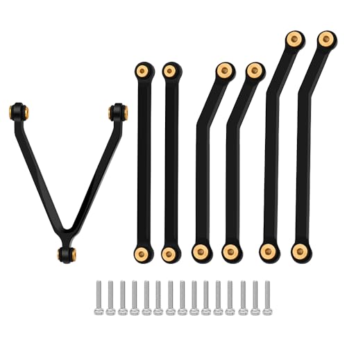 Aluminum High Clearance Suspension Links for Axial SCX24 AXI00001 C10 AXI00002 Jeep 1/24 RC Crawler Car Upgrades (Black) - color: Black