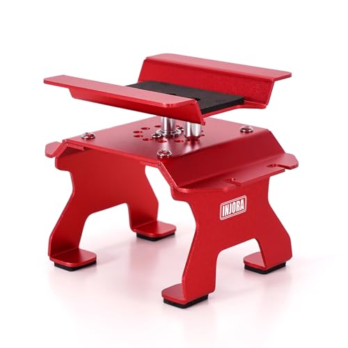 INJORA Aluminum 80g RC Car Stand with Shock Holder for 1/24 1/18 RC Crawler Upgrade(Red) - color: Red