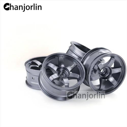 1/10 RC On Road Drift Wheels Rims Hex 12mm Alloy Aluminum Rally Racing Hubs for 1:10 Scale Touring Street Car Tires Tyres Tamiya TT01 TT02 A959 PTG2 HPI KYOSHO HSP XV02 XV01 4PCS (Titanium) - color: Titanium