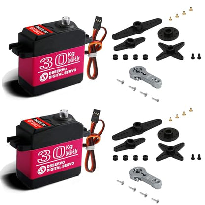 2 Pack High Torque Full Metal Gear 30KG Digital Servo Motor, DS3230MG Upgraded Waterproof Steering RC Servo for 1/8 1/10 Scale RC Car Crawler Control Angle 180°