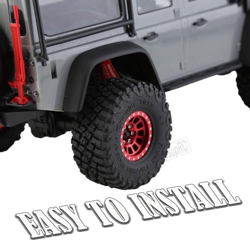 Aluminum 1.0in Beadlock RC Wheels for 1/18 1/24 TRX4M,SCX24,FCX24 RC Crawler,4pcs RC Truck Tires,Red - color: Red(4pcs)
