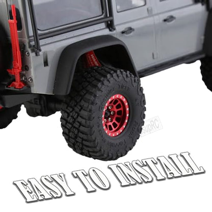 Aluminum 1.0in Beadlock RC Wheels for 1/18 1/24 TRX4M,SCX24,FCX24 RC Crawler,4pcs RC Truck Tires,Red - color: Red(4pcs)