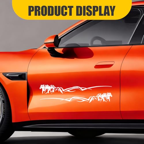 2PCS Horse Car Sticker Decal, Waterproof Vinyl Automotive Running Horses Bumper Sticker Decoration, Self-Adhesive Cool Car External Window Decal Accessories for Truck, SUV (White)