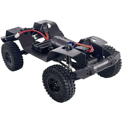 1/18 Scale RC Crawler Chassis Frame with Motor and Steering Servo, Nylon Roller Chassis Kit for Hobby RC Builds (Single Speed) - style: Single Speed