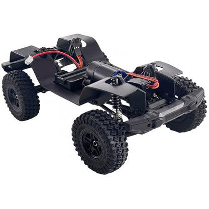 1/18 Scale RC Crawler Chassis Frame with Motor and Steering Servo, Nylon Roller Chassis Kit for Hobby RC Builds (Single Speed) - style: Single Speed