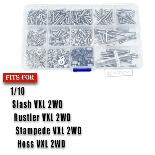 Screw Kit Hardware Fasteners for 1/10 Slash,Stampede,Rustler,Hoss 2WD,Metal Steel Bearing Screw Kit Boxed Hops Up