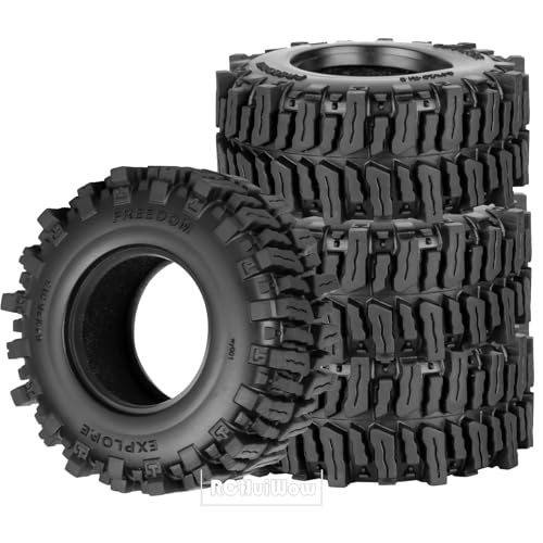 1.3" RC Crawler Tire Skins,Multi-Terrain Soft Sticky Rubber Tires(64 * 26mm) for TRX4 SCX24 FCX24 Ascent-18 1/18 1/24 Off-Road RC Car Upgrade Parts,4PCS (Style D) - style: StyleD(4PCS)