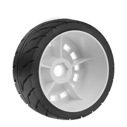 1/10 RC On Road Tires OD 2.68" And Plastic Rally Wheels Rims 12mm Hex for 1:10 Scale Drift Racing Street Touring Car Tamiya TT01 TT02 Traxxas XV02 XV01 TA06 HPI KYOSHO PTG2 A959 4PCS (White) - color: White