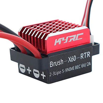RC Car 60A Brushed ESC Electric Speed Controller 6V/2A BEC Compatible with traxxas TRX-4 TRX-6 D90 HSP Tamiya Axial SCX10 1/10 RC Truck, Buggy, Short Course Truck,Rock Crawler and Tank