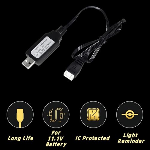 11.1V XH-4P 500mah USB Charger Cable for 11.1V 3S 3 Cell Lipo Battery RC Toys,Splatter Ball Gun, RC Car, RC Boat,RC Trucks and RC Plane