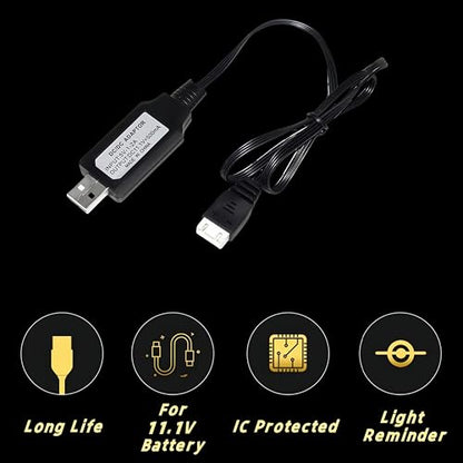 11.1V XH-4P 500mah USB Charger Cable for 11.1V 3S 3 Cell Lipo Battery RC Toys,Splatter Ball Gun, RC Car, RC Boat,RC Trucks and RC Plane