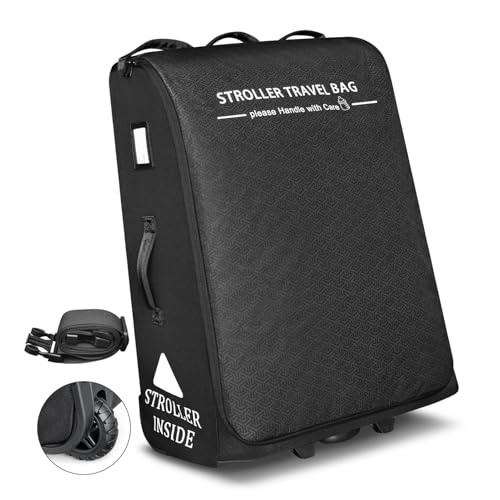 RAYMACE Padded Stroller Travel Bag for Airplane with Wheels | Stroller Gate check bag Fits UPPAbaby Vista V2, Cruz V2(Remove Rear Wheels), Travel Safe Protection Bag, Patterned Design
