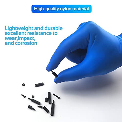 350PCS M3 Black Male Female Nylon Hex Spacer Standoff Screw Nut Set Assortment Kit (Black) for PCB Motherboard Circuit Board - size: 350Pcs M3