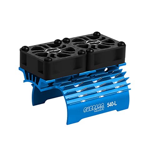 RC Car Cooling Fans 30mm 28000rpm Motors Fan with Metal Heatsink 3650 3660 540 550 Brushless Motor Update Parts for 1/10 RC Truck Diameter 36-38mm Brushless Motor - color: Blue-Dual Fan for 36mm motor
