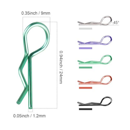 200 PCS Universal Bent RC Body Clips Colorful R Clips for All 1/10-1/16 Scale for Traxxas Redcat HPI Tamiya HSP Exceed RC Car Parts Crawler Truck Buggy Shell Replacement, 1.2 mm Rod