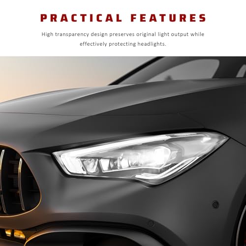 Car Light Tint Film, 12" × 48" Waterproof Headlight Vinyl Wrap Film Includes Squeegee & Cutter, Self-Adhesive Air-Release Wrap for Fog Lights, Taillights, and Headlights (Transparent) - color: Transparent