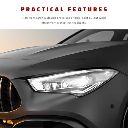 Car Light Tint Film, 12" × 48" Waterproof Headlight Vinyl Wrap Film Includes Squeegee & Cutter, Self-Adhesive Air-Release Wrap for Fog Lights, Taillights, and Headlights (Transparent) - color: Transparent