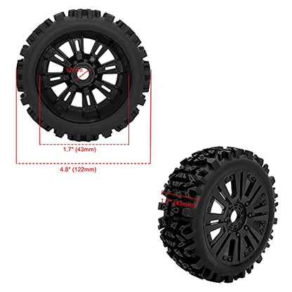 OGRC 1/8 RC Wheels and Tires 17mm Hex RC Monster Truck Buggy PreGlued RC Tires and Rims with Foam Inserts for Traxxas,Redcat, Losi, HPI, HPS 1/8 RC Car Etc Set of 4