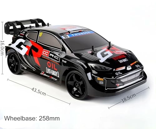 1/10 Scale RC Drift Racing Touring On Road Car Painted Body Shell, Spoiler Included, Pre-Cut, 258mm Wheelbase (Toyota GR Yaris Rally Style - Black) - color: Toyota Gr Yaris Rally Style - Black