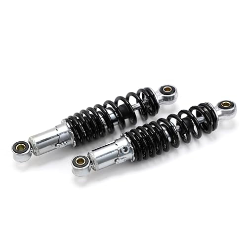 Minho Dual Rear Shock Absorbers with Adjustable Spring Preload in Heavy Iron Material Compatible with Chinese GY6 4-Stroke Engine Taotao ATV Go Kart,Black Color,250MM Length - size: 250mm
